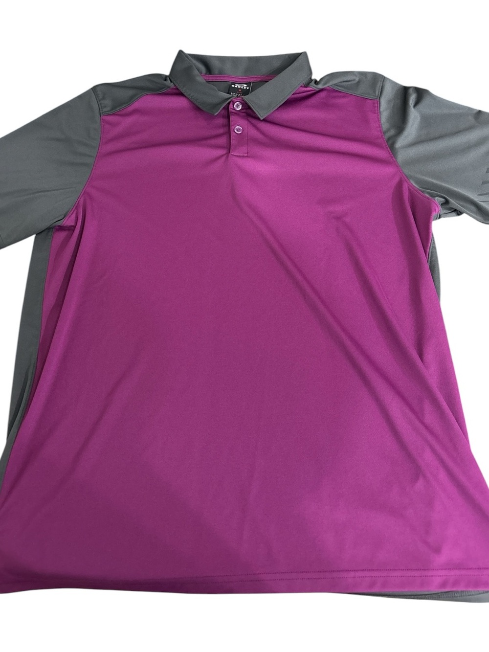 Oakley 2 Tone Polyester Short Sleeve Polo Shirt (Men's XLarge) Purple/Gray